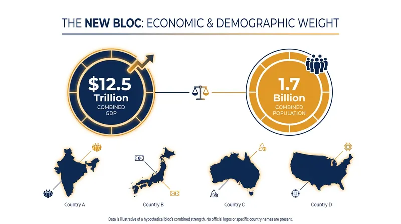 The combined economic and demographic scale of the new four-nation partnership.