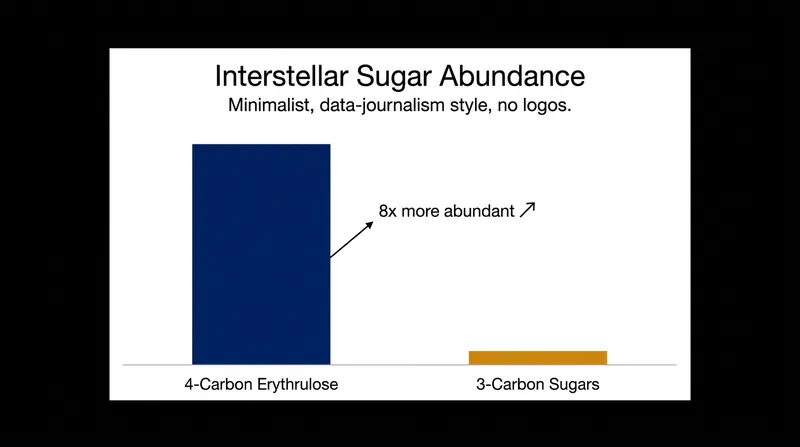 The absence of three-carbon sugars suggests that erythrulose forms through the fusion of two-carbon molecules, rather than growing one atom at a time.