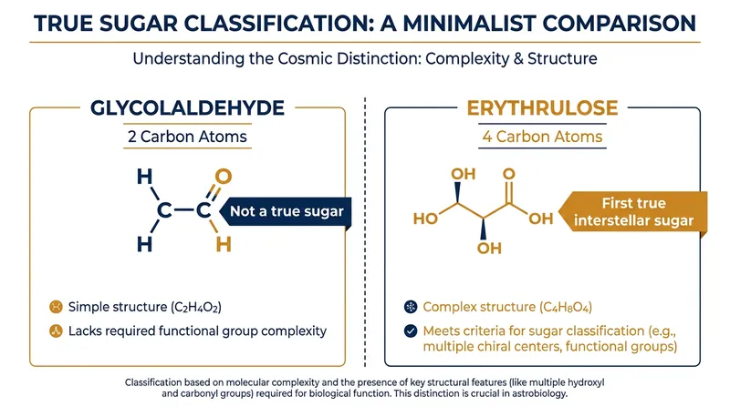 To be formally classified as a sugar, a molecule must contain a backbone of at least three carbon atoms.