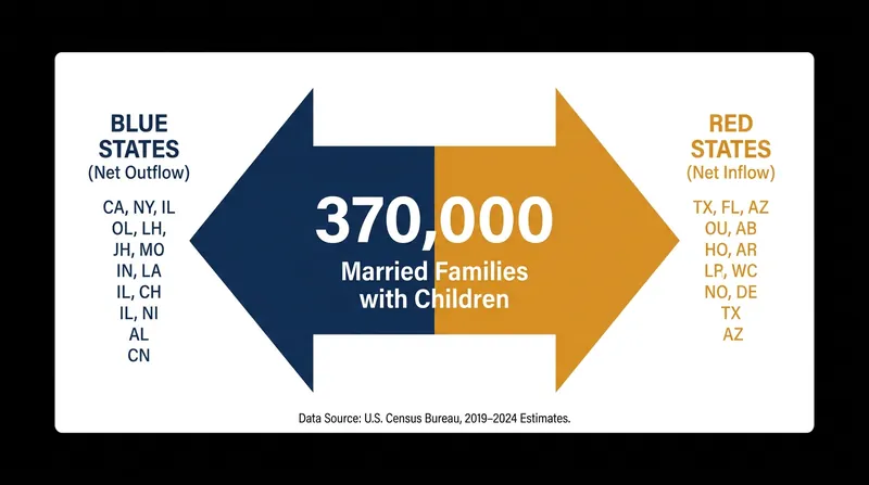 Net migration of married families with children between 2019 and 2024.