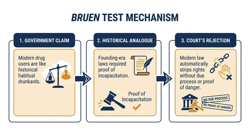 Justice Gorsuch applied the historical tradition test to reject the government's defense of the statute.