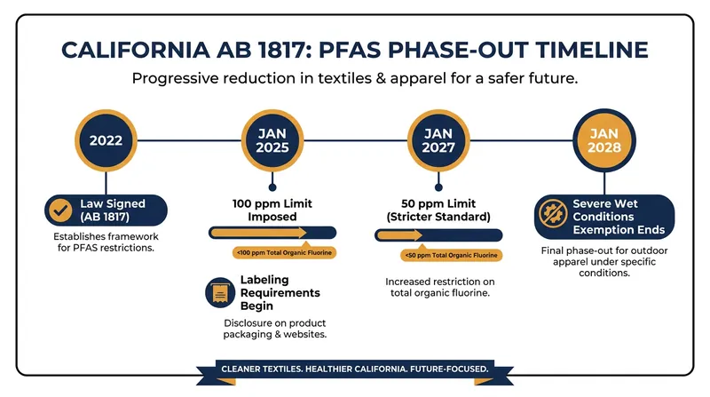 California's AB 1817 established a strict timeline that forced the global textile supply chain to eliminate PFAS.