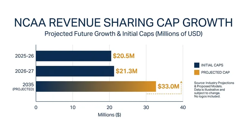 The direct revenue-sharing cap is projected to reach $33 million by the end of the 10-year House settlement agreement.
