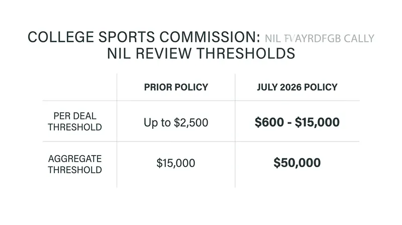 The CSC's relaxed review thresholds allow collectives to funnel up to $50,000 annually to athletes with minimal regulatory friction.