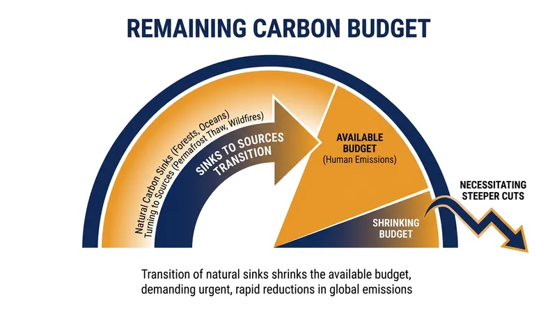 A weakening natural carbon sink directly reduces the remaining carbon budget available to humanity.