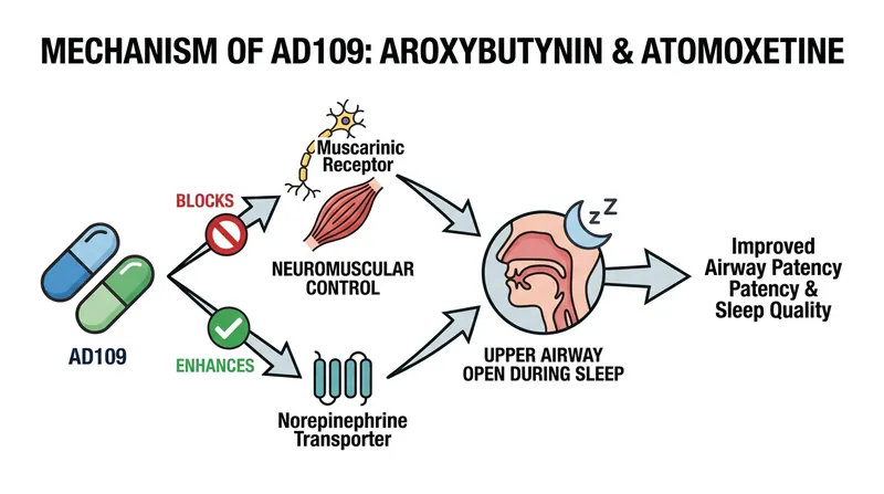 How AD109 works: Stimulating throat muscles to prevent airway collapse.