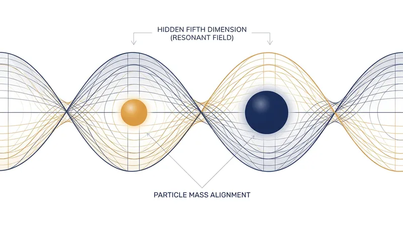 Theoretical physicists propose that the masses of the two dark matter particles are aligned by the geometry of a hidden fifth dimension.