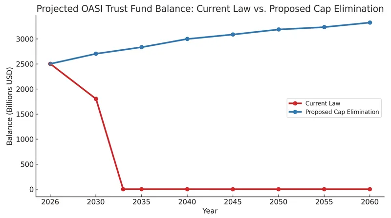 Eliminating the payroll tax cap for earnings over $400,000 would close approximately 73% of the long-term shortfall.