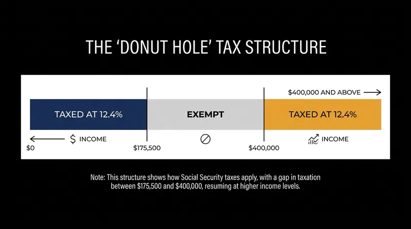How the proposed 'donut hole' structure would apply the payroll tax to high earners.