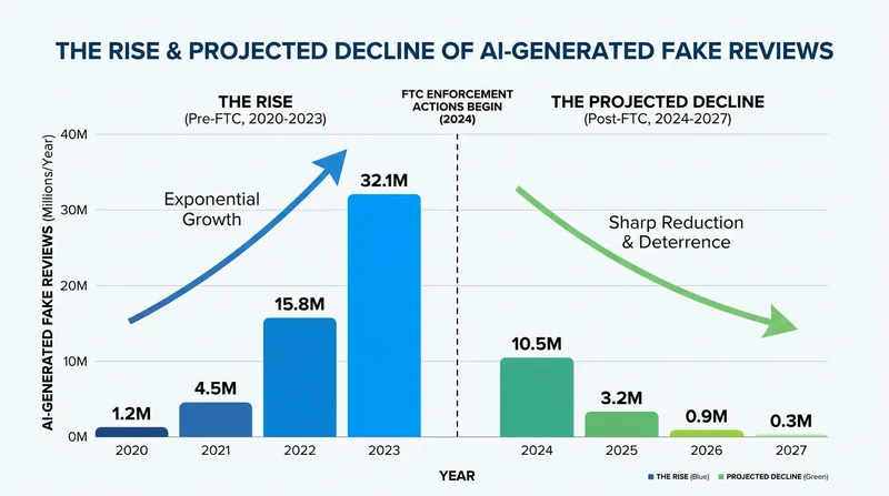 The proliferation of AI-generated reviews prompted the FTC to take aggressive regulatory action.