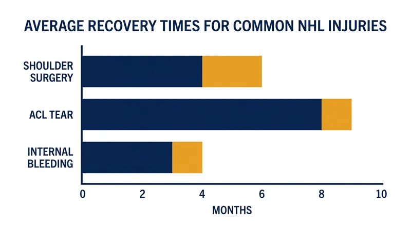 Average recovery timelines for severe hockey injuries.