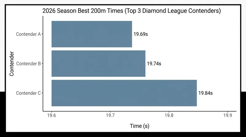 Season best times for the top three 200m contenders.