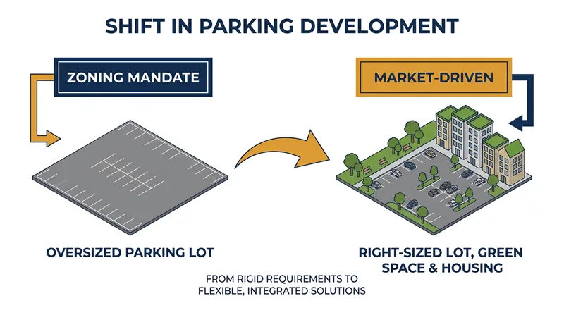 The reform shifts the responsibility of determining parking needs from municipal zoning codes to market demand.