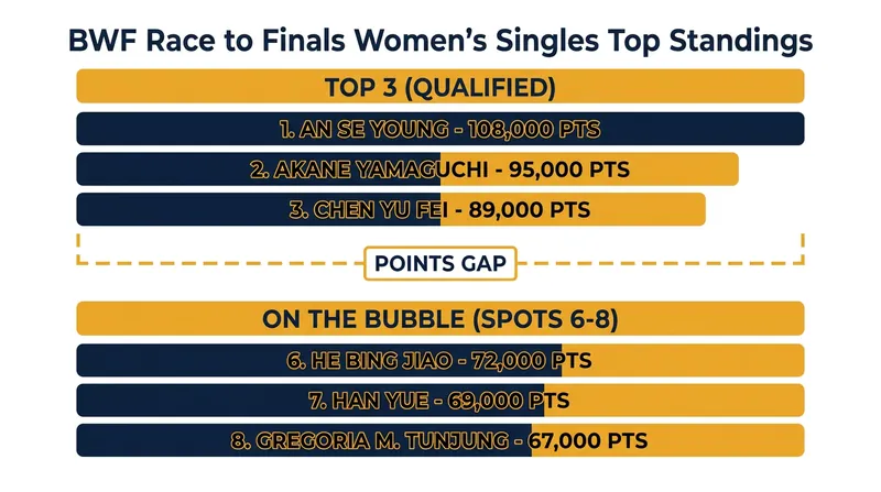 The race for the top eight spots in the women's singles standings is tightening ahead of the Asian swing.
