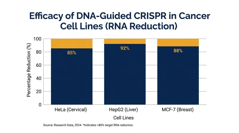 In laboratory tests, the ΨDNA-guided system reduced disease-causing RNA in optimized cancer cell lines by up to 95%.