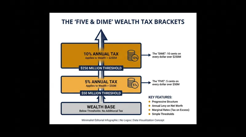 The proposed tax would levy a 5 percent annual charge on wealth over $50 million, rising to 10 percent above $250 million.