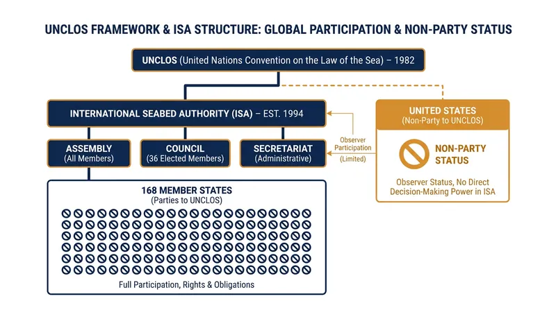 The United States remains the only major global power outside the 168-member International Seabed Authority framework.