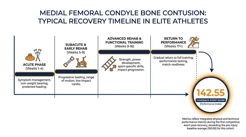 Recovery timeline and comeback metrics for a severe knee contusion in professional street skating.