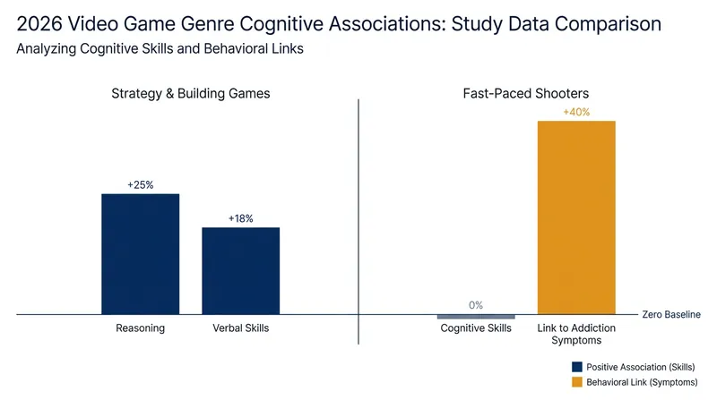 Strategy and building titles were linked to cognitive benefits, while fast-paced shooters were more closely associated with dysregulated play.