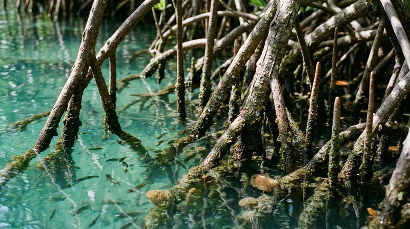 Mangrove forests act as crucial nursery habitats for marine life and protect the coastline from erosion.