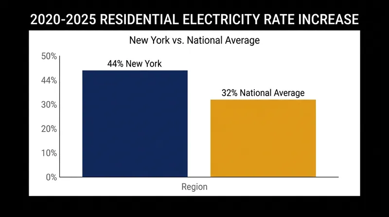 New York residential utility rates have surged ahead of the national average.