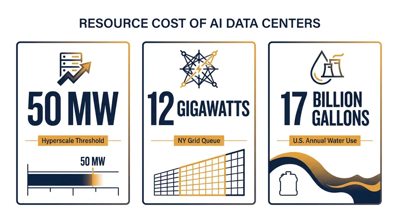 The physical footprint of artificial intelligence is straining local resources.