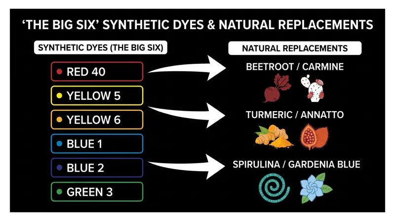 The most common petroleum-based dyes and the agricultural ingredients replacing them.