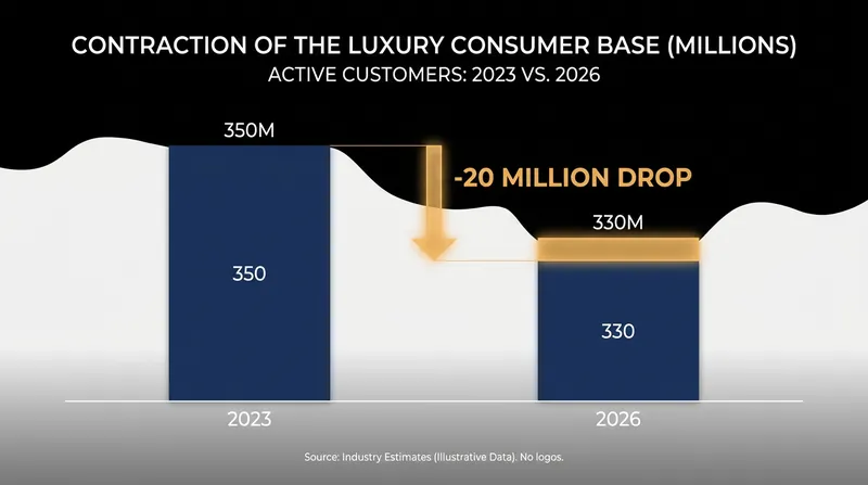 The luxury sector has lost an estimated 20 million active shoppers as aspirational buyers pull back.