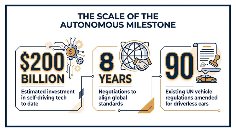The new UN framework resolves nearly a decade of regulatory fragmentation that had stalled autonomous deployment.