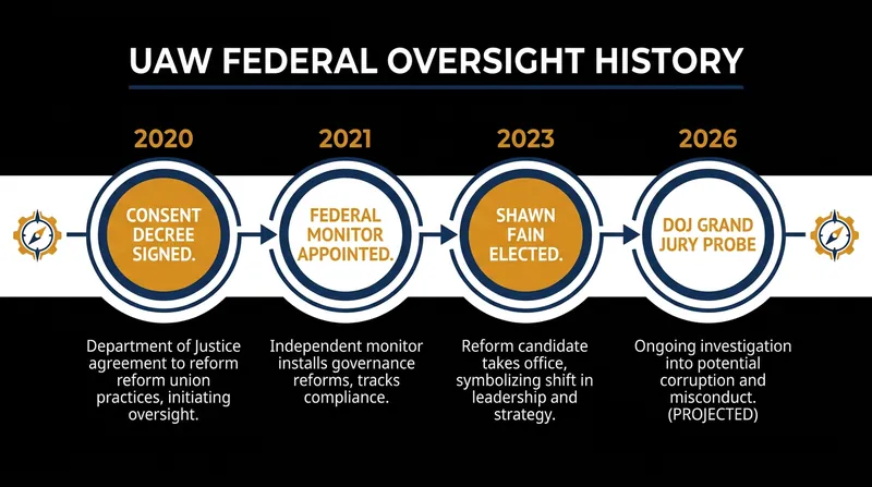 The UAW has operated under a federal consent decree since 2020 following a previous corruption scandal.