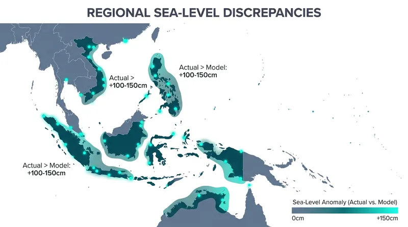 The Global South faces the most severe discrepancies between modeled and actual sea levels.