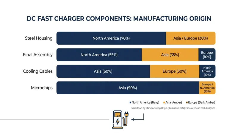 While steel housing and final assembly are often domestic, critical internal electronics rely heavily on global supply chains.
