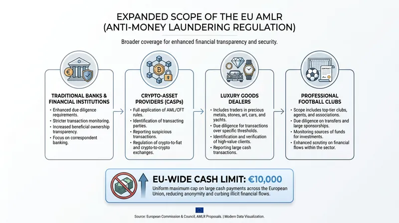 The AMLR expands compliance obligations far beyond traditional banking.