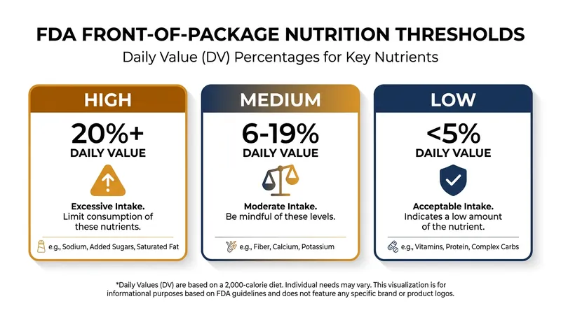 The FDA's strict mathematical thresholds for the new Front-of-Package nutrition warnings.