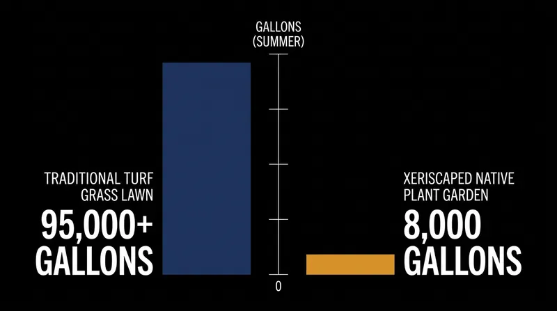 Xeriscaping and native plants require a fraction of the supplemental water needed to maintain traditional turf grass.