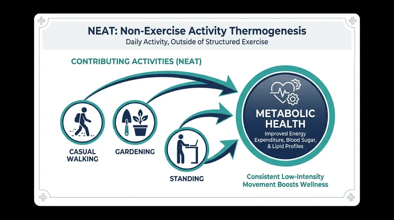 Non-Exercise Activity Thermogenesis (NEAT) accounts for the calories burned during daily, non-structured movement.