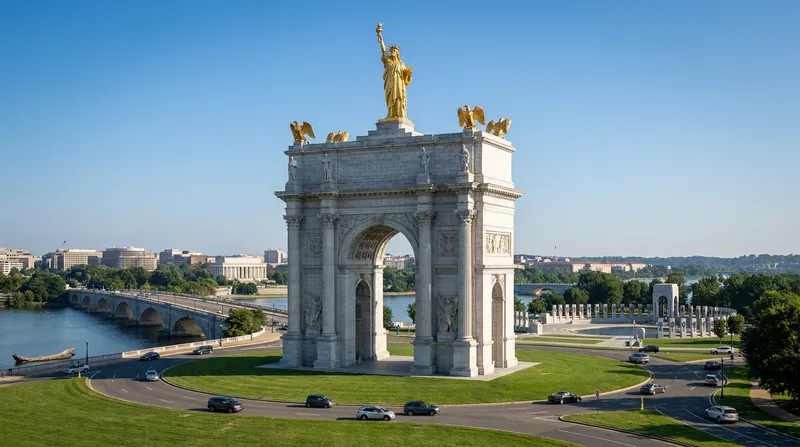 Memorial Circle currently serves as a low-profile transition point between the Lincoln Memorial and Arlington National Cemetery.