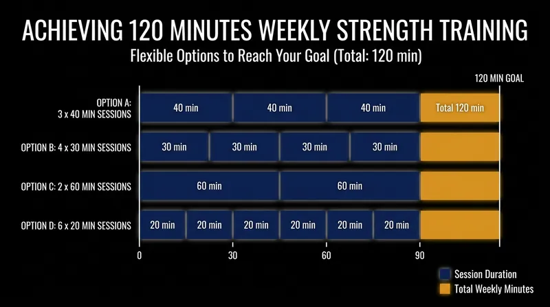 The 120-minute weekly target can be divided into manageable, shorter sessions without losing efficacy.