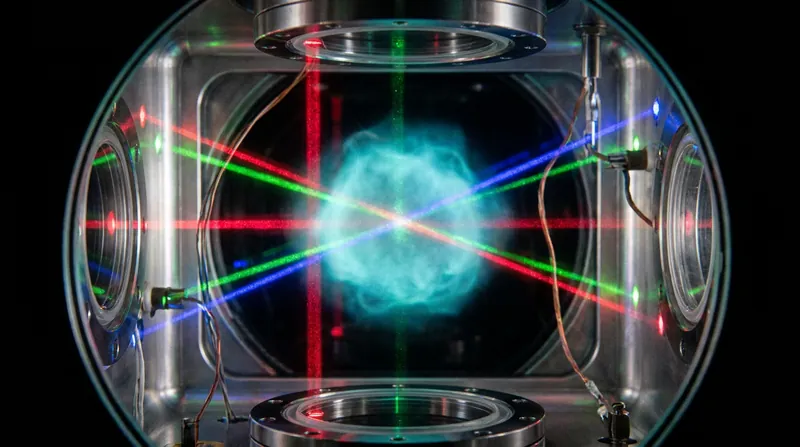 Cooled to a fraction of a degree above absolute zero, the rubidium atoms form a Bose-Einstein condensate that behaves as a single quantum object.