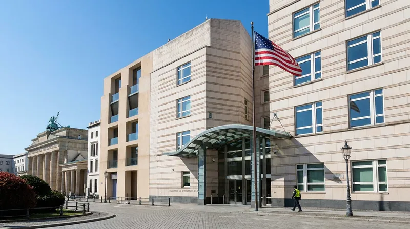 The US diplomatic mission in Germany is at the center of the growing transatlantic funding dispute.