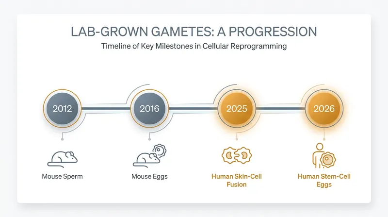 The timeline of major breakthroughs in in vitro gametogenesis over the past decade.