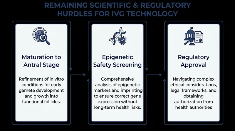 The critical remaining hurdles before stem-cell-derived eggs can be used in human clinical trials.