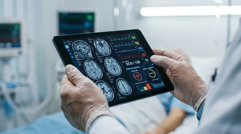 The AI synthesizes multimodal data, including blood pressure and age, to generate a precise risk assessment.