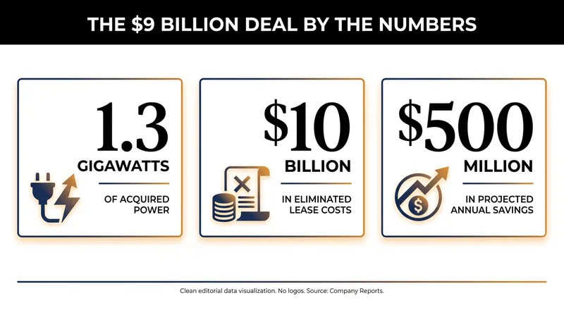 The financial and physical scale of CoreWeave's infrastructure acquisition.