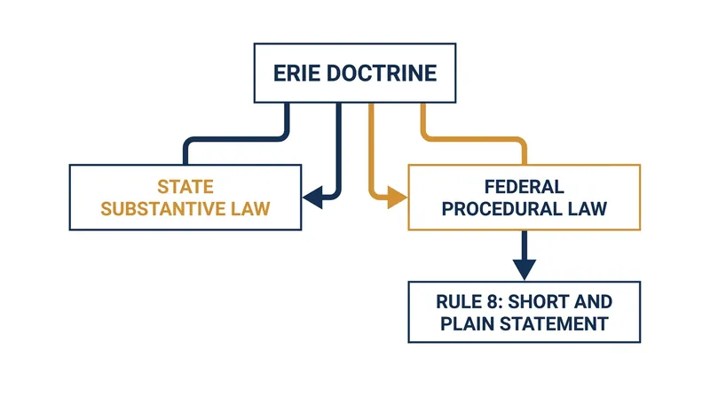 The Erie Doctrine requires federal courts to apply state substantive law but federal procedural rules, creating a complex balancing act.