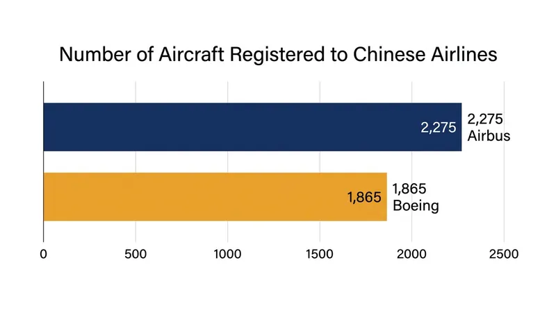 Airbus currently holds a numerical advantage over Boeing in the Chinese domestic fleet.