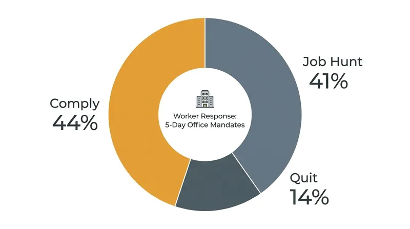 More than half of employees say they would actively seek to leave their company if forced into a 5-day office mandate.