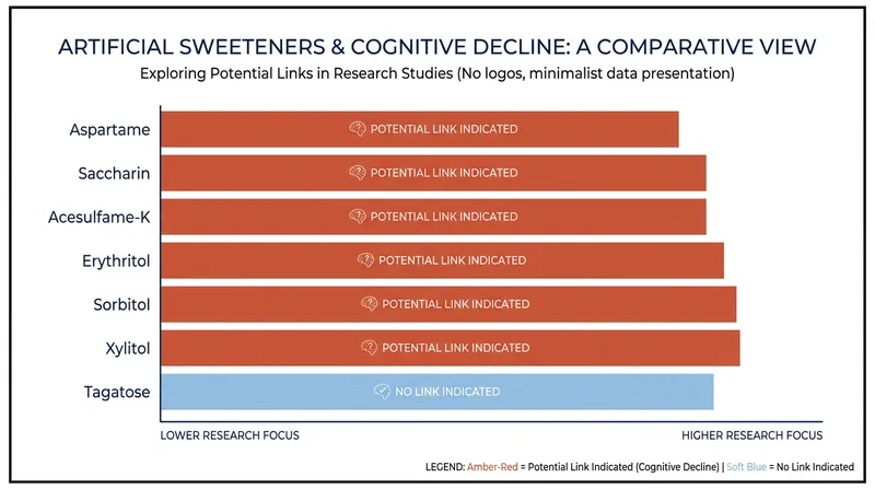 Six of the seven sweeteners tracked in the study were associated with faster cognitive decline.