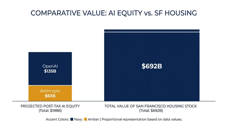 OpenAI and Anthropic employees will soon hold enough equity to purchase 29% of San Francisco's housing stock.
