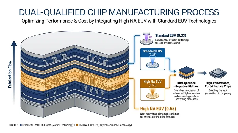 Intel is using High NA EUV only for the most complex layers of the Panther Lake chip, matching yields with standard EUV.